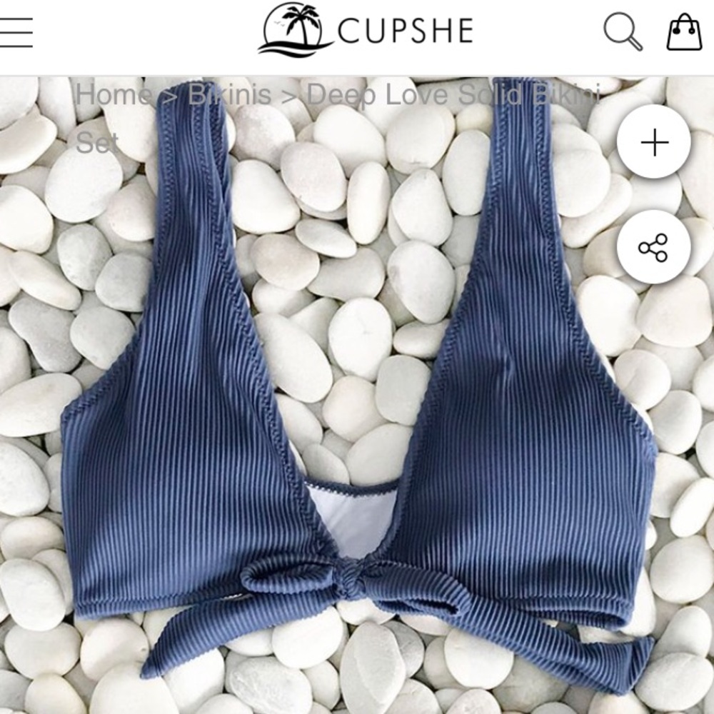Blue textured bikini.